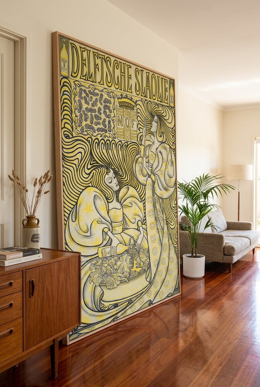 Jan Toorop | Tall Yellow Black Art Nouveau Canvas Wall Art | Delftsche Slaolie
