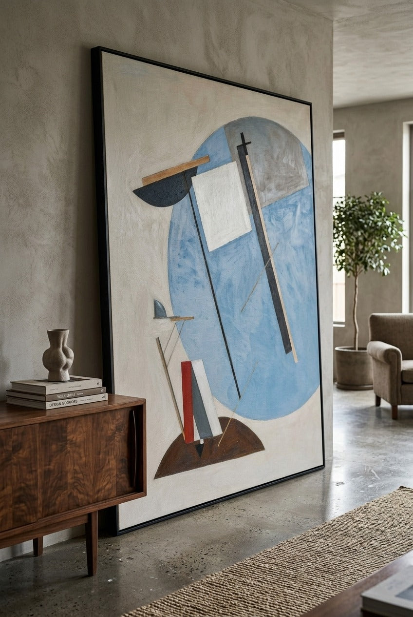 El Lissitzky | Large White Grey Abstract Canvas Wall Art | Proun 3A