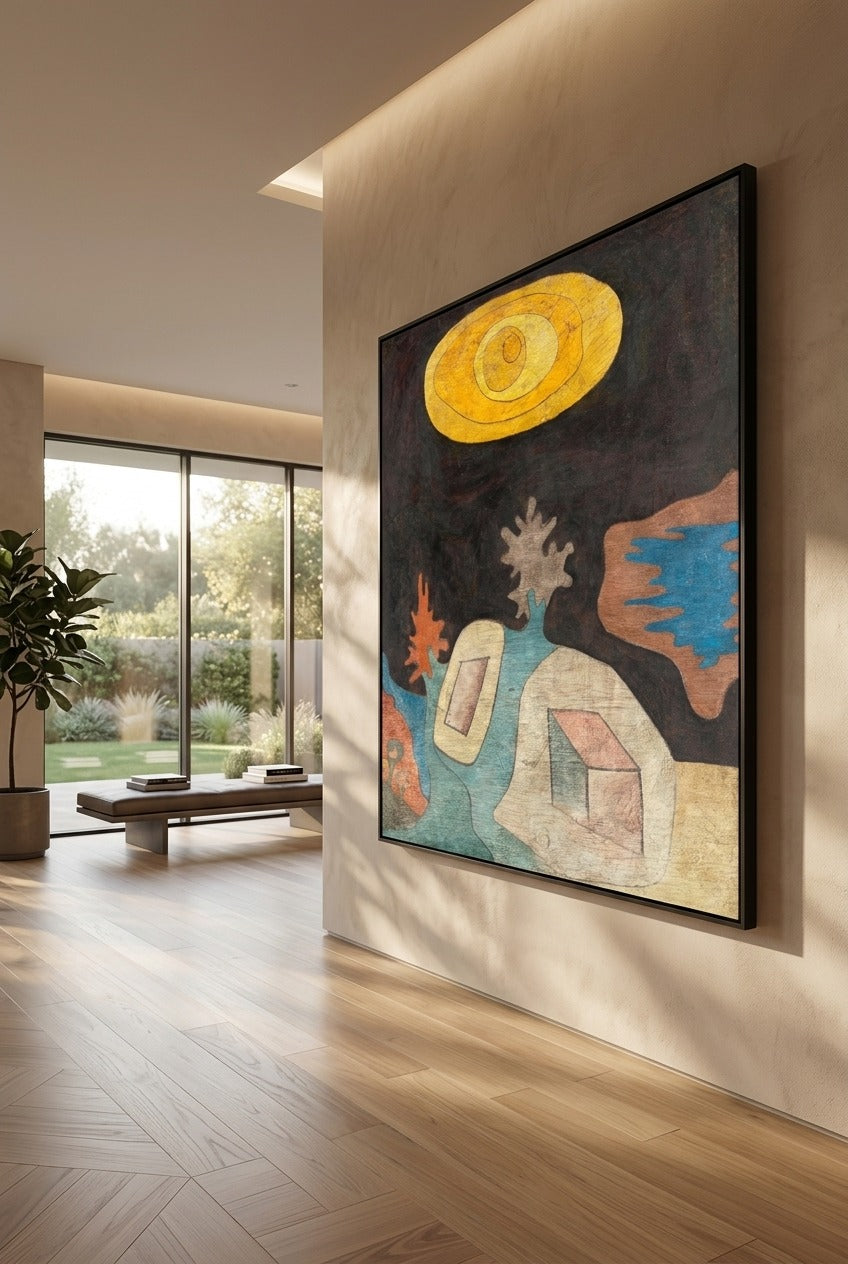 Paul Klee | Large Black Yellow Abstract Canvas Wall Art | Sun-Eye over Landscape