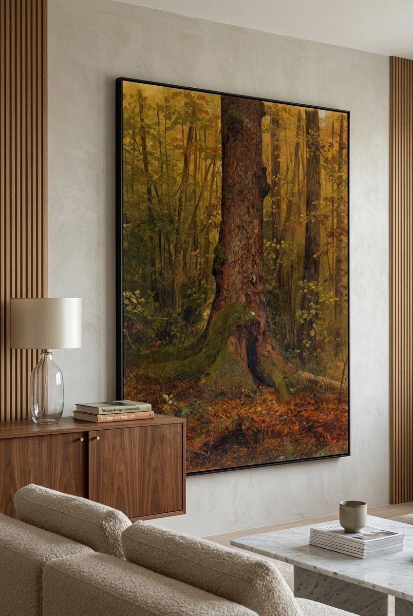 Frederic Edwin Church | Large Green Gold Landscape Canvas Wall Art | In the Woods, Maine