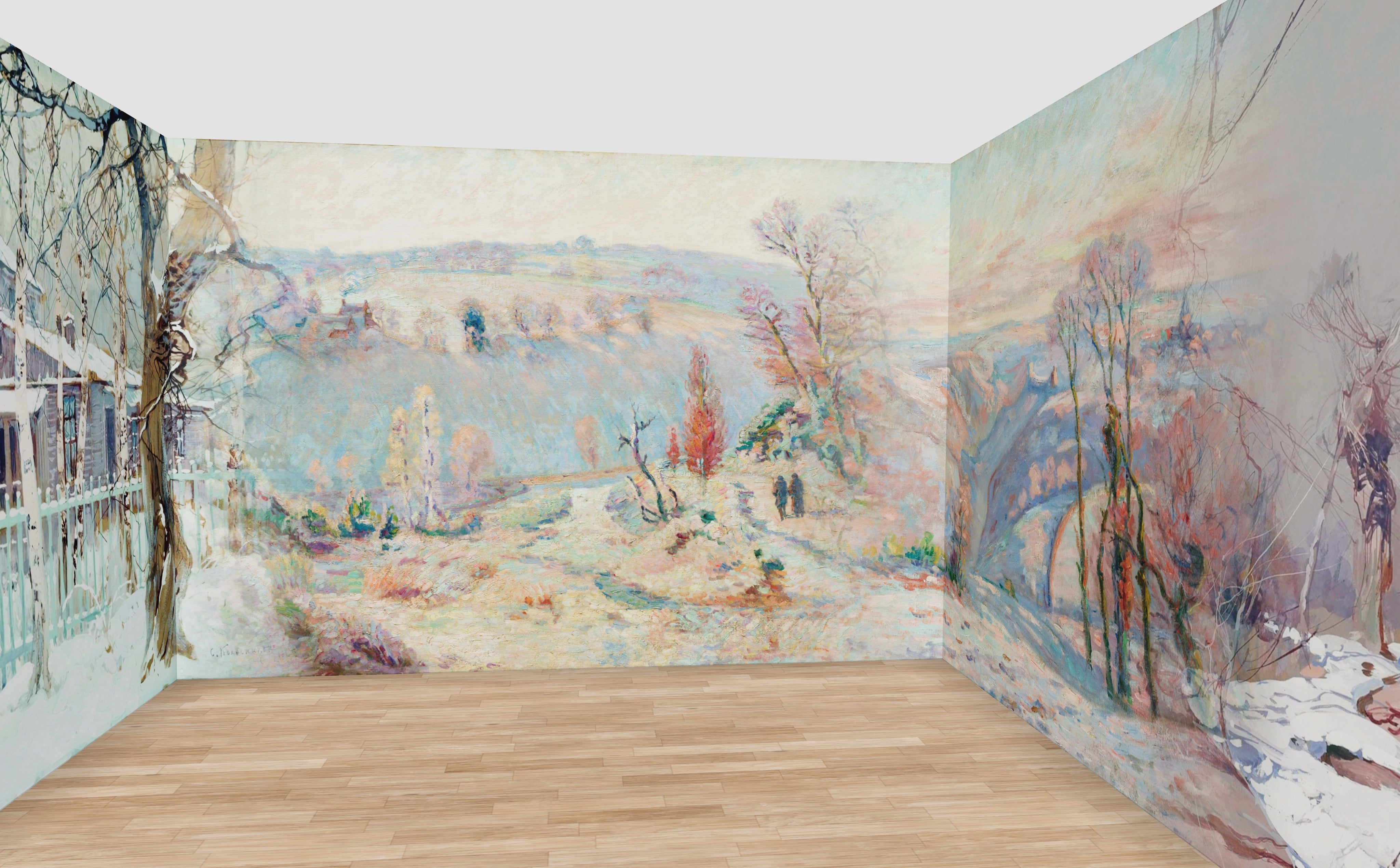 First Frost Wall Mural — rendered in a 12 m room at 270 cm ceiling