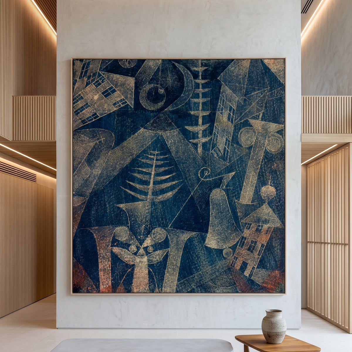 Paul Klee | Large Blue Colourful Abstract Canvas Print | The Bell