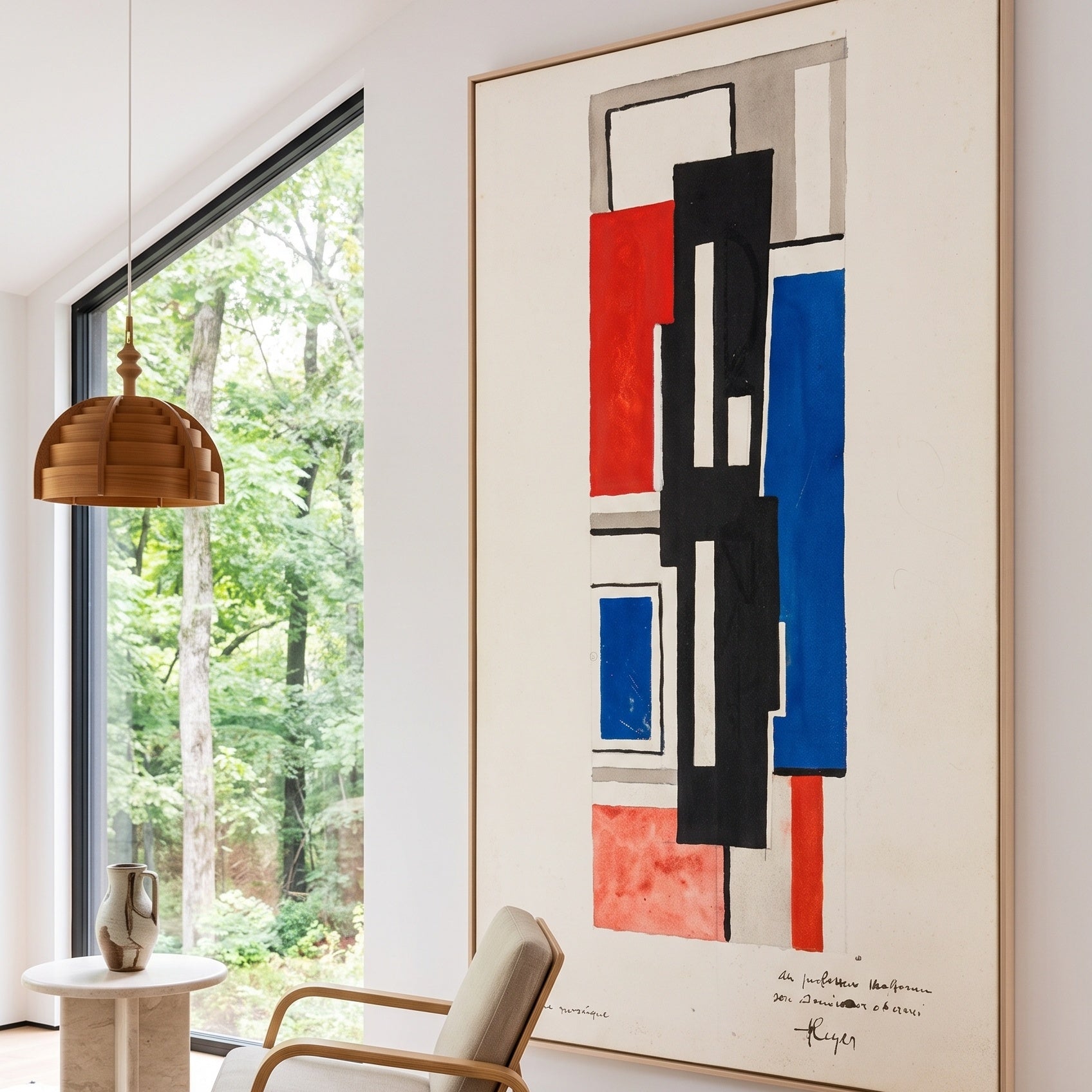 Projet pour une mosaïque by Fernand Léger — large blue and white Cubist Abstract canvas art displayed on a wall