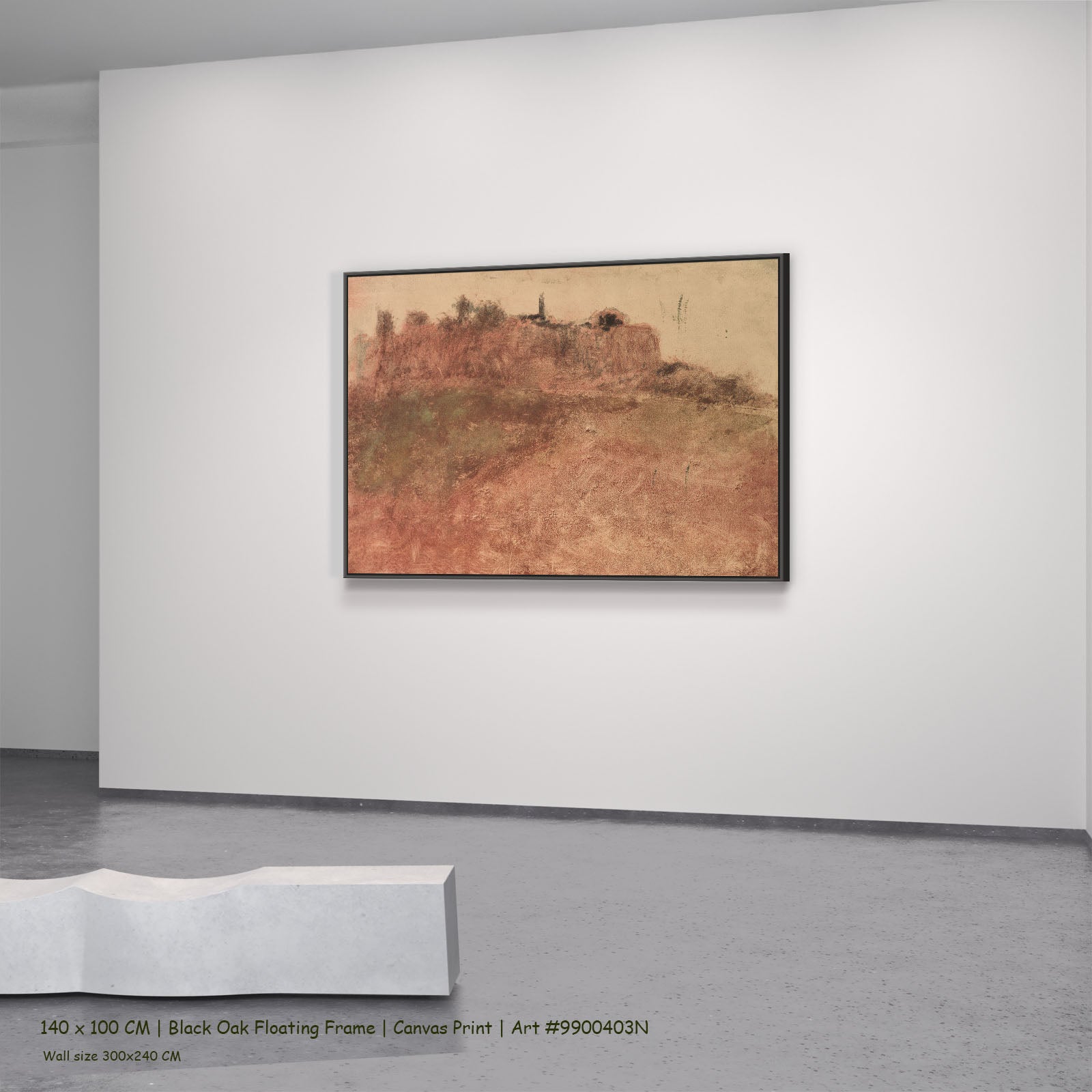 Estérel Village by Edgar Degas in a black oak floating frame, large orange and brown Landscape canvas