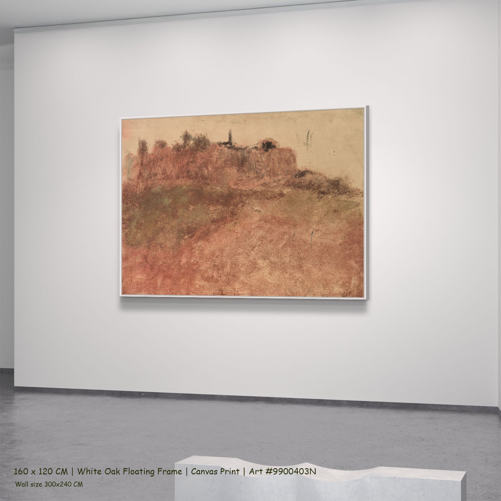 Estérel Village by Edgar Degas in a white oak floating frame, large orange and brown Landscape canvas