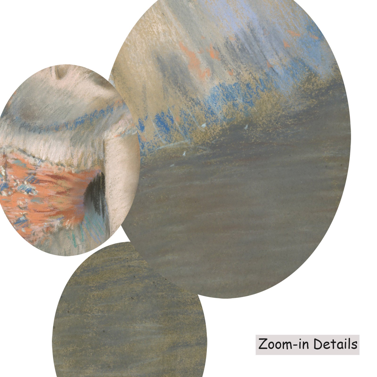 Close-up detail of the brushwork on The Star, a large olive and pink Impressionist canvas by Edgar Degas