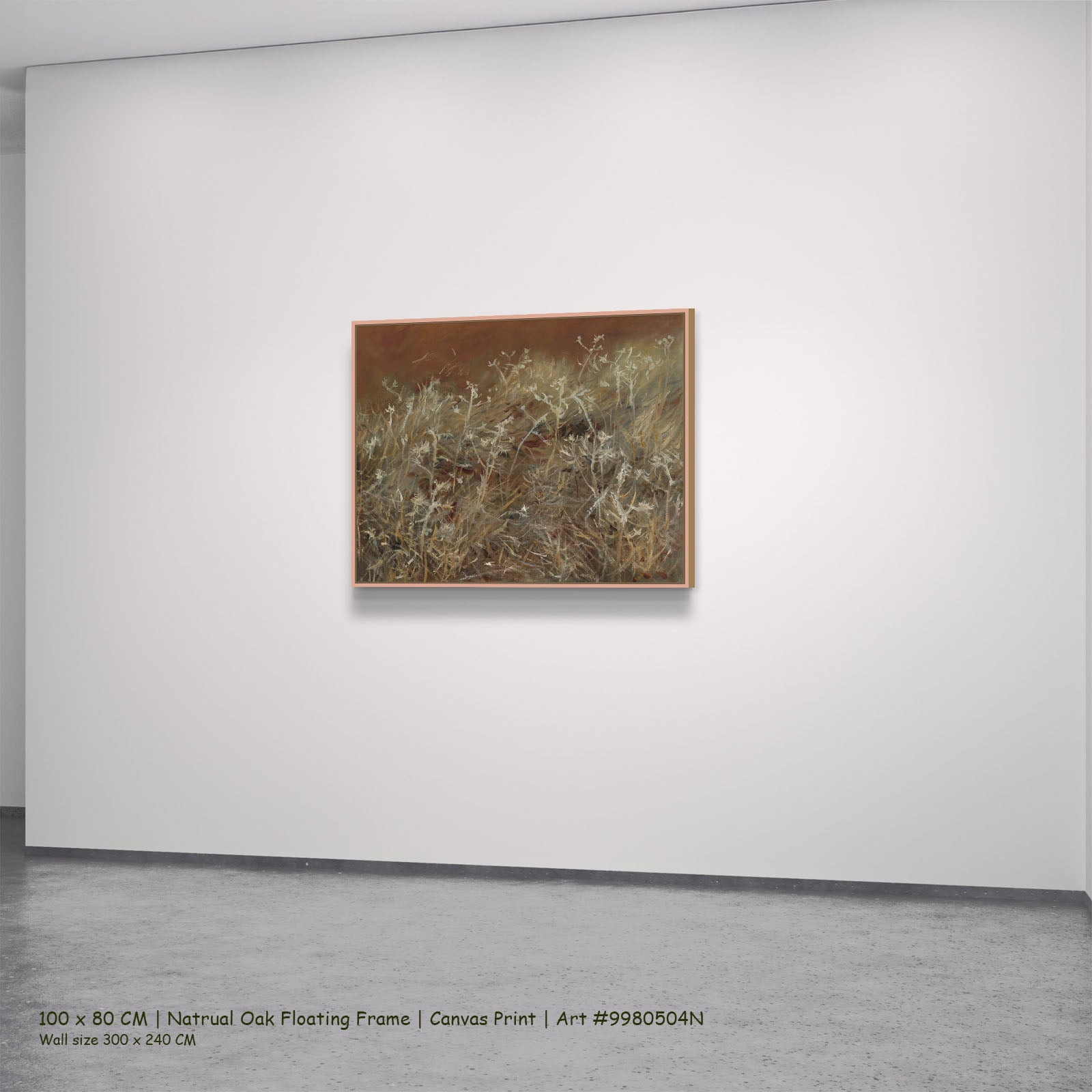 Thistles by John Singer Sargent in a natural oak floating frame, large gold and brown Impressionist canvas