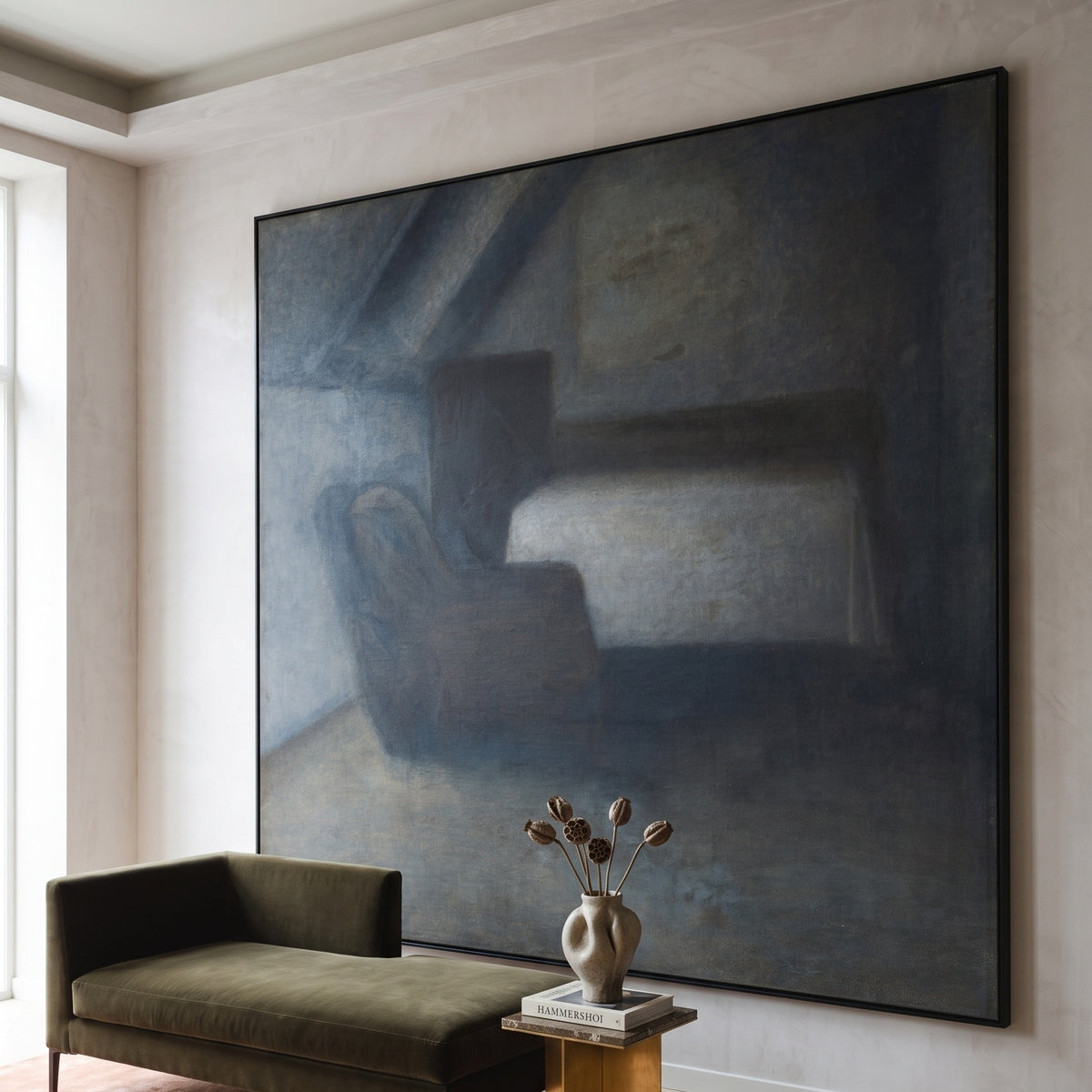 Vilhelm Hammershoi | Large Square Grey Symbolist Wall Art | Attic Room