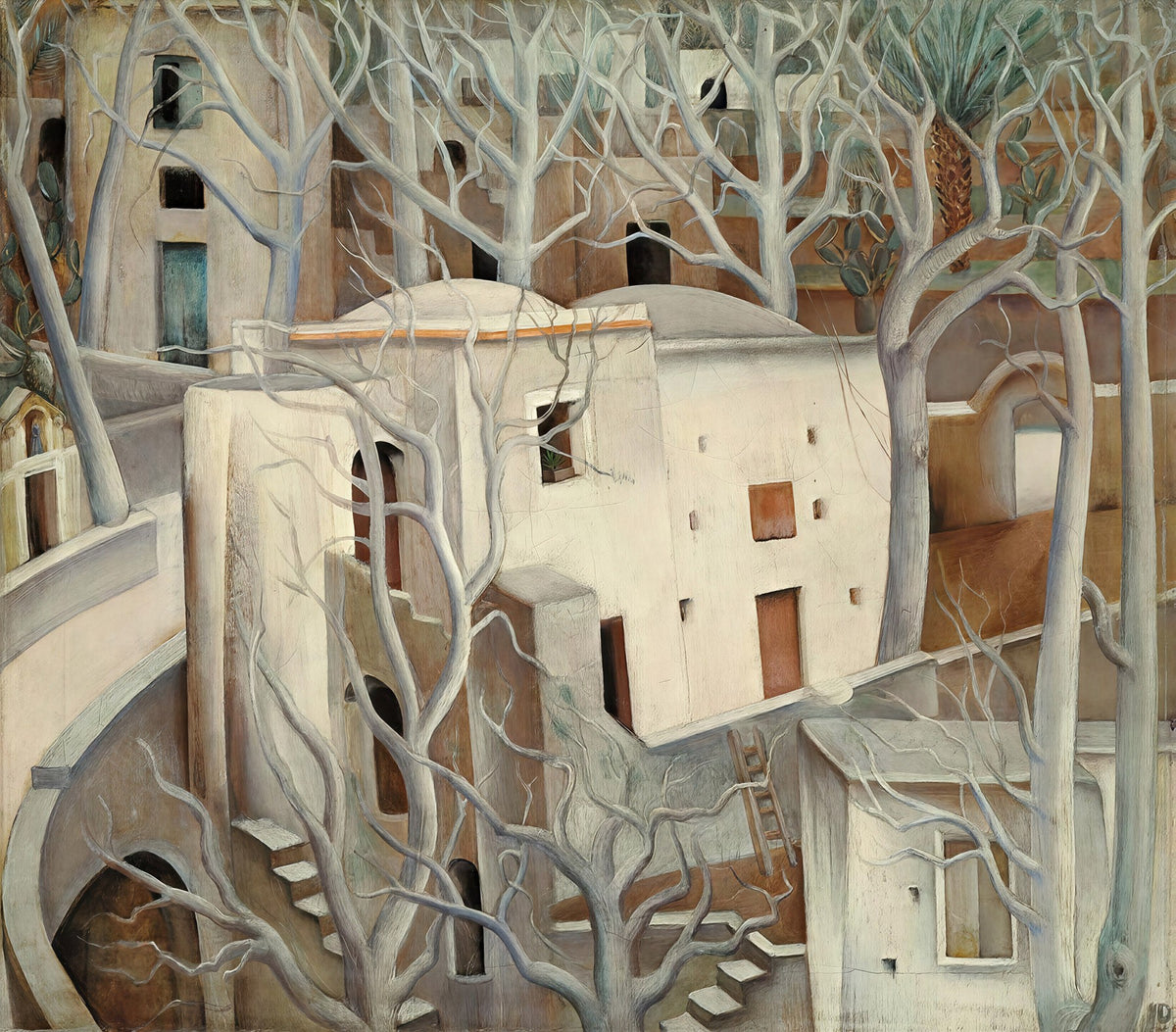 Large brown and white Landscape canvas print of White Trees by Anita Rée