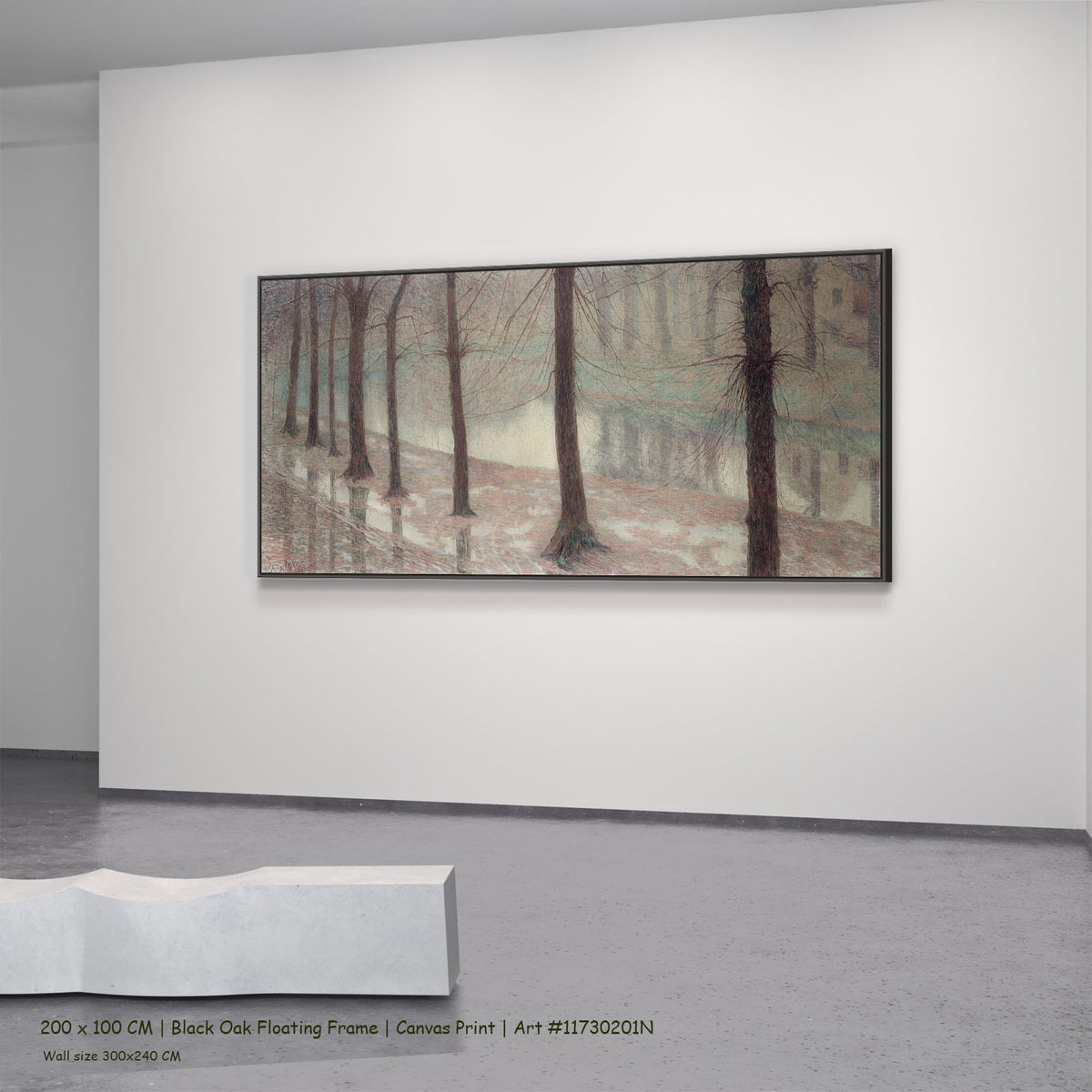 The Coupure in Ghent by Anna De Weert in a black oak floating frame, large pink and brown Impressionist canvas