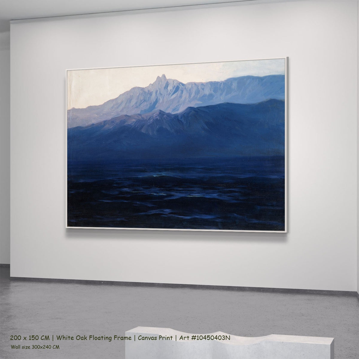 Ai-Petri. Crimea by Arkhip Kuindzhi in a white oak floating frame, large blue and grey Landscape canvas