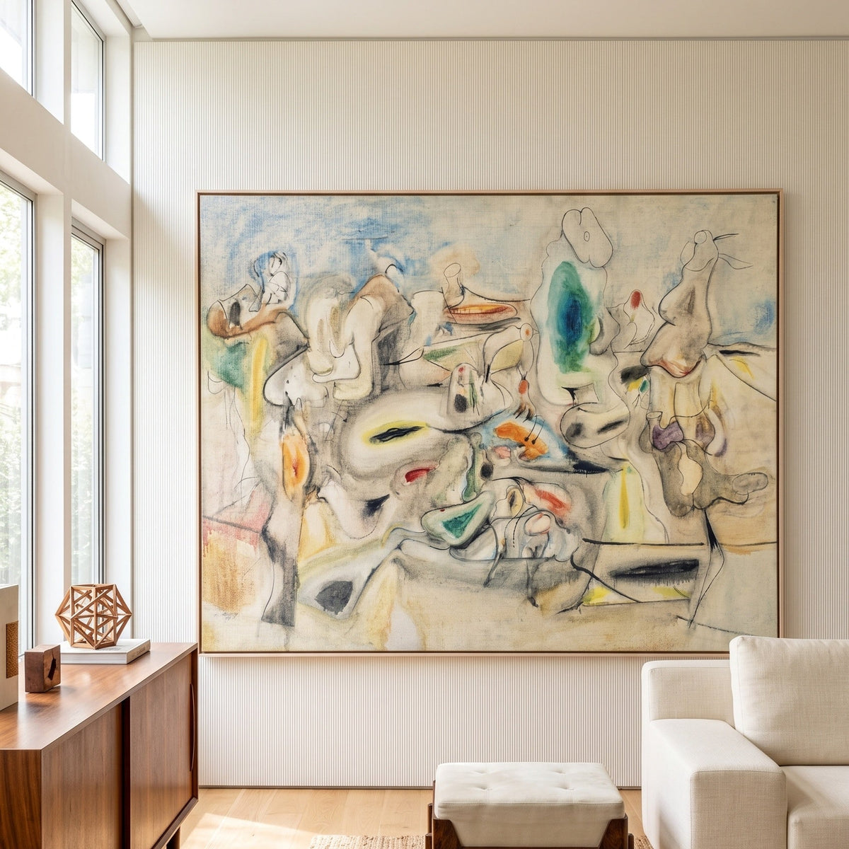 Good Afternoon, Mrs. Lincoln by Arshile Gorky — large yellow and green Abstract canvas art displayed on a wall