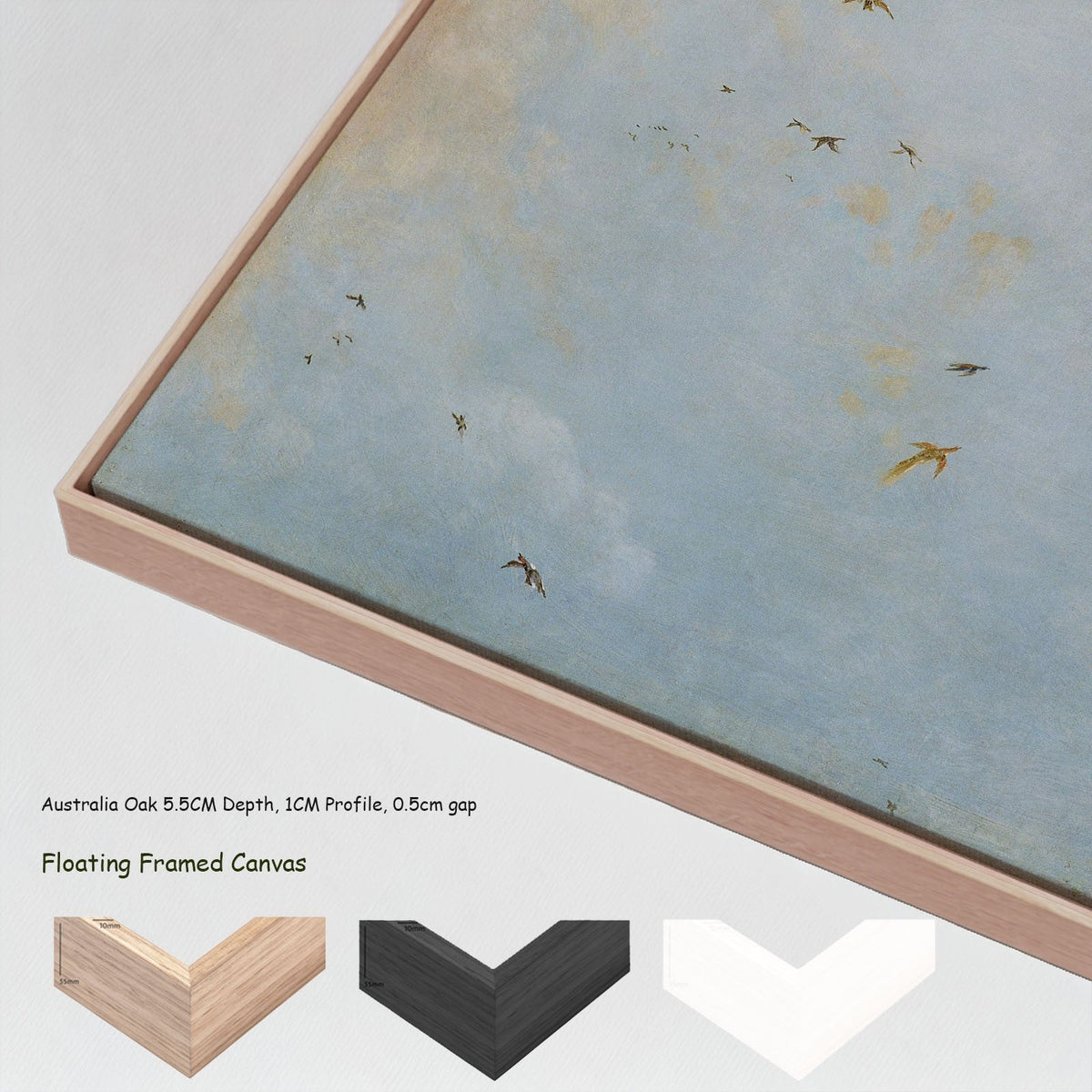 attributed to Nicolaes Piemont — Ceiling of a Cloudy Sky with Birds canvas wall art with floating frame options