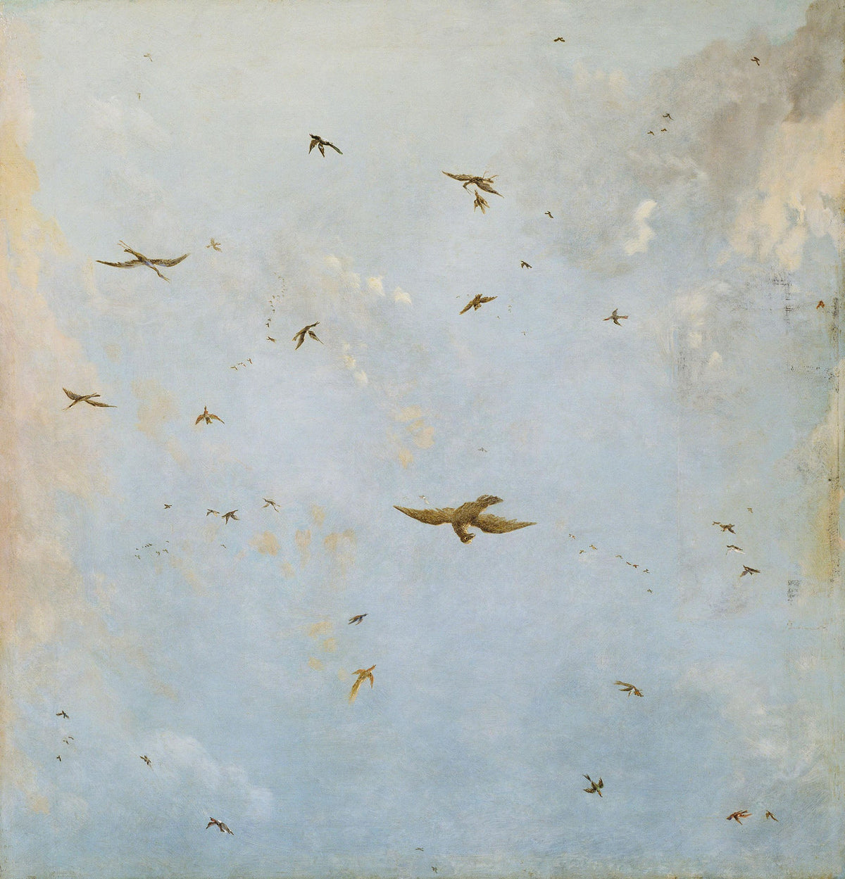 Ceiling of a Cloudy Sky with Birds — Tall Sky & Clouds canvas wall art by attributed to Nicolaes Piemont