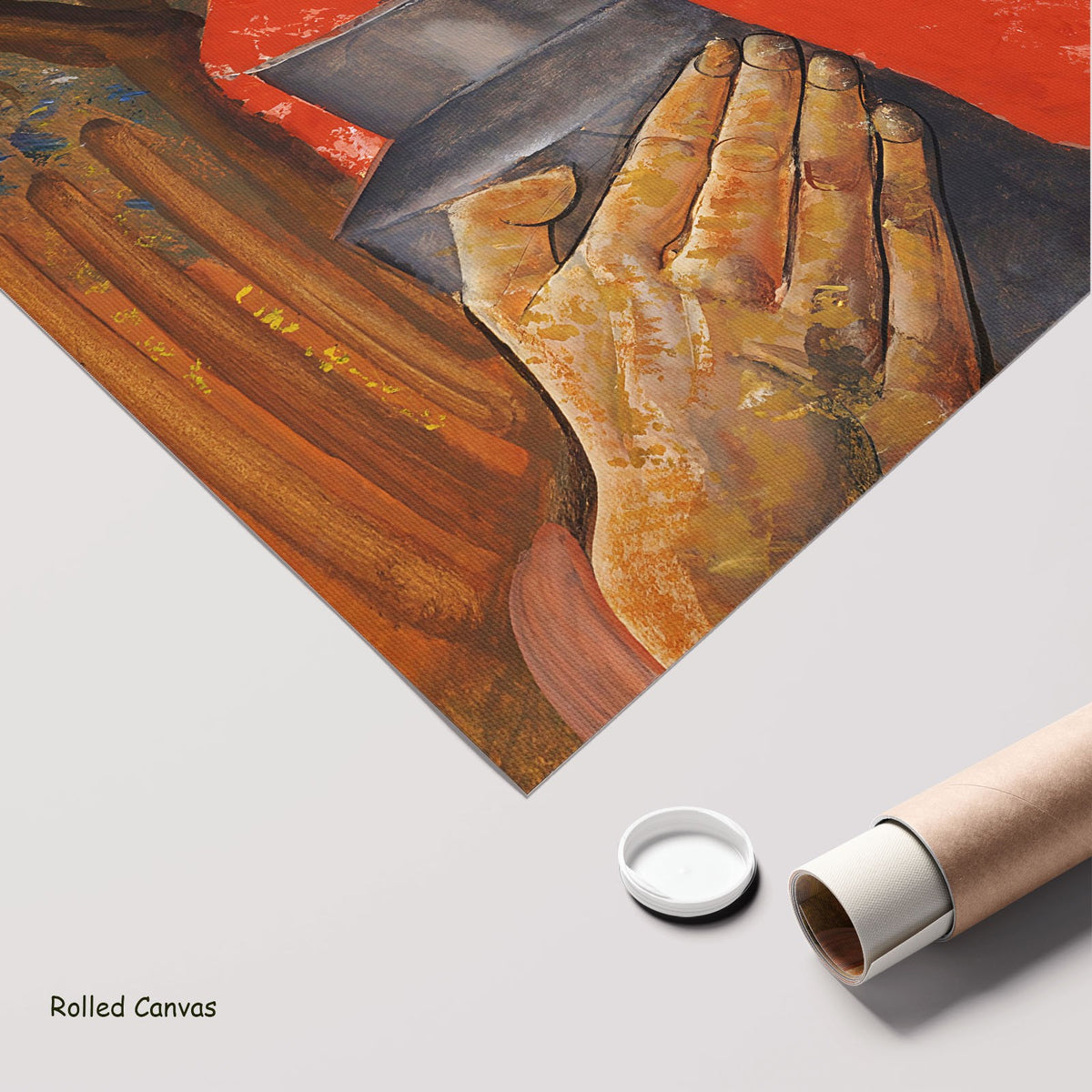 Sergei Esenin as a Youth by Boris Grigoriev as a large rolled orange and red Expressionist canvas print