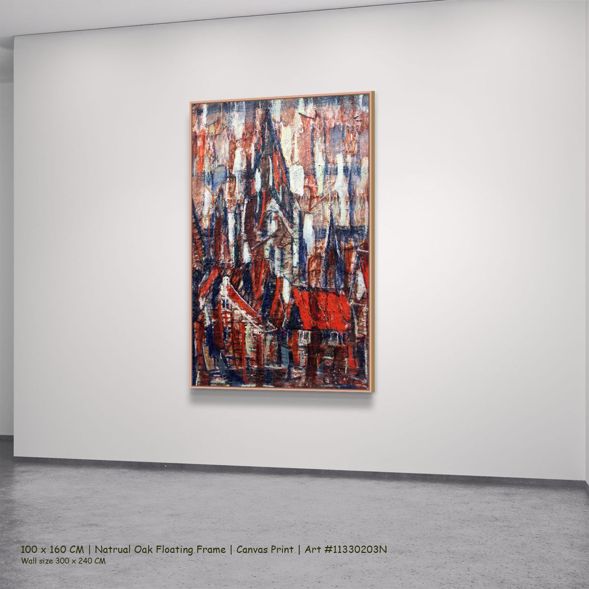 The Collegiate Church of St. Patrocli by Christian Rohlfs in a natural oak floating frame, large red and blue Expressionist c