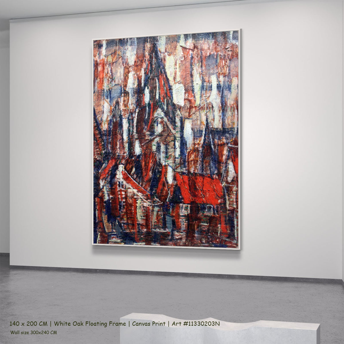 The Collegiate Church of St. Patrocli by Christian Rohlfs in a white oak floating frame, large red and blue Expressionist can