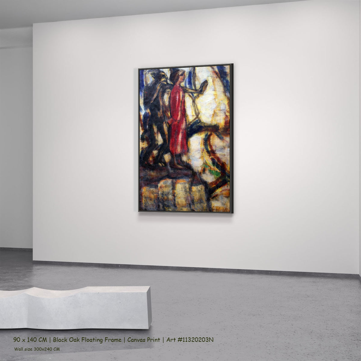The Temptation of Christ by Christian Rohlfs in a black oak floating frame, large gold and black Expressionist canvas