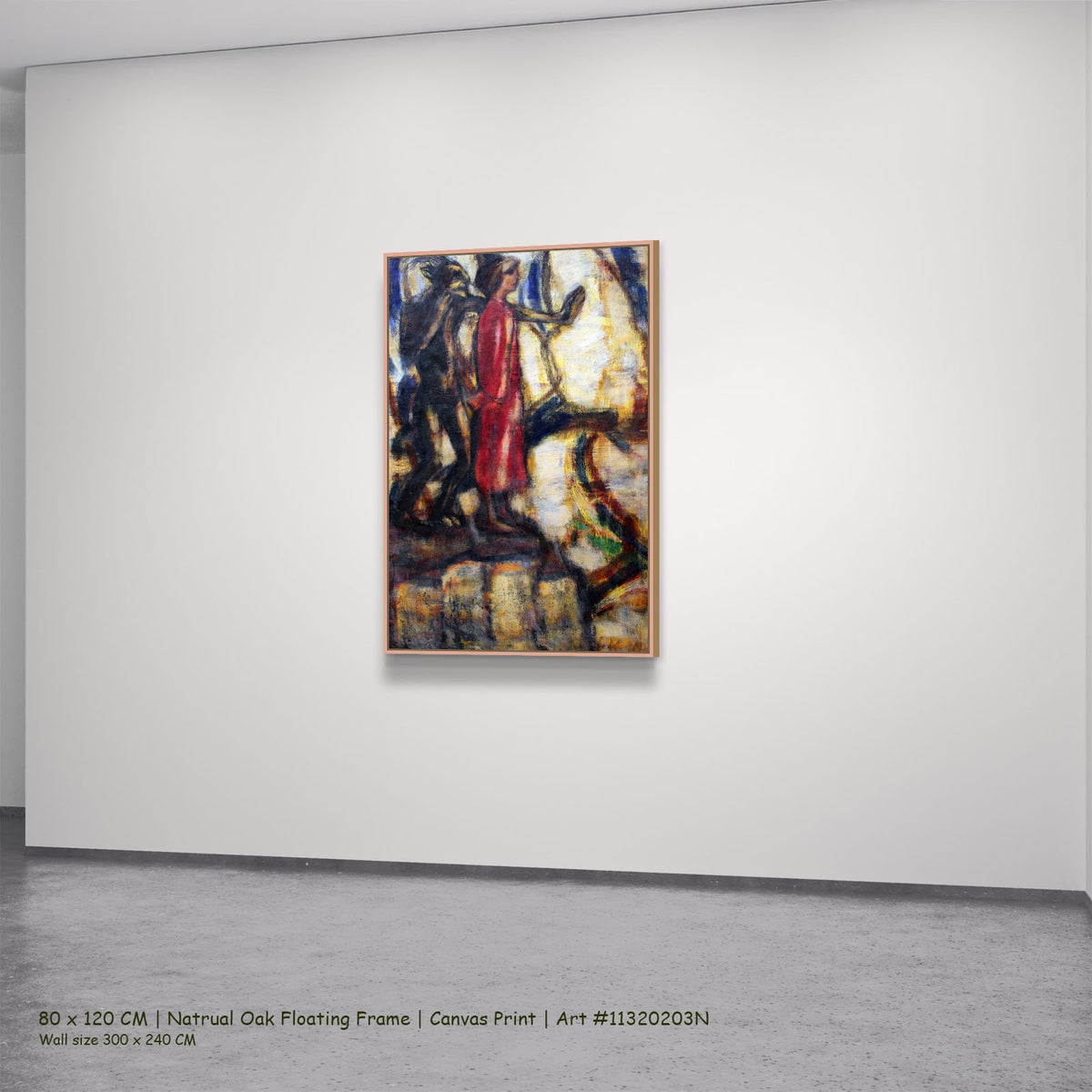 The Temptation of Christ by Christian Rohlfs in a natural oak floating frame, large gold and black Expressionist canvas