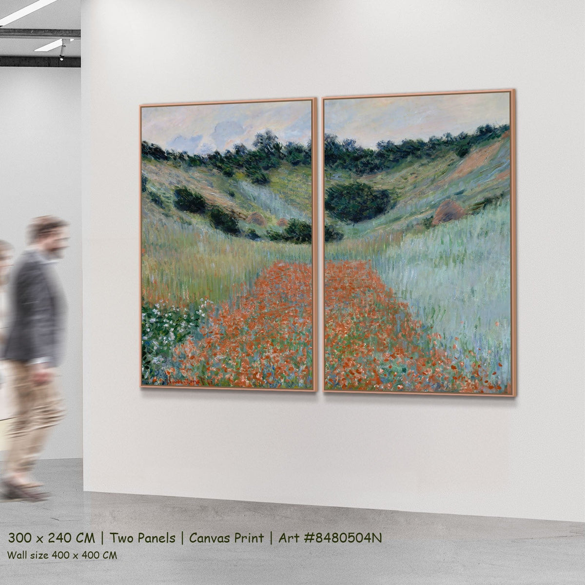 Claude Monet, Poppy Field near Giverny — Poppy Field in a Hollow near Giverny Landscape two-panel canvas wall art set,…
