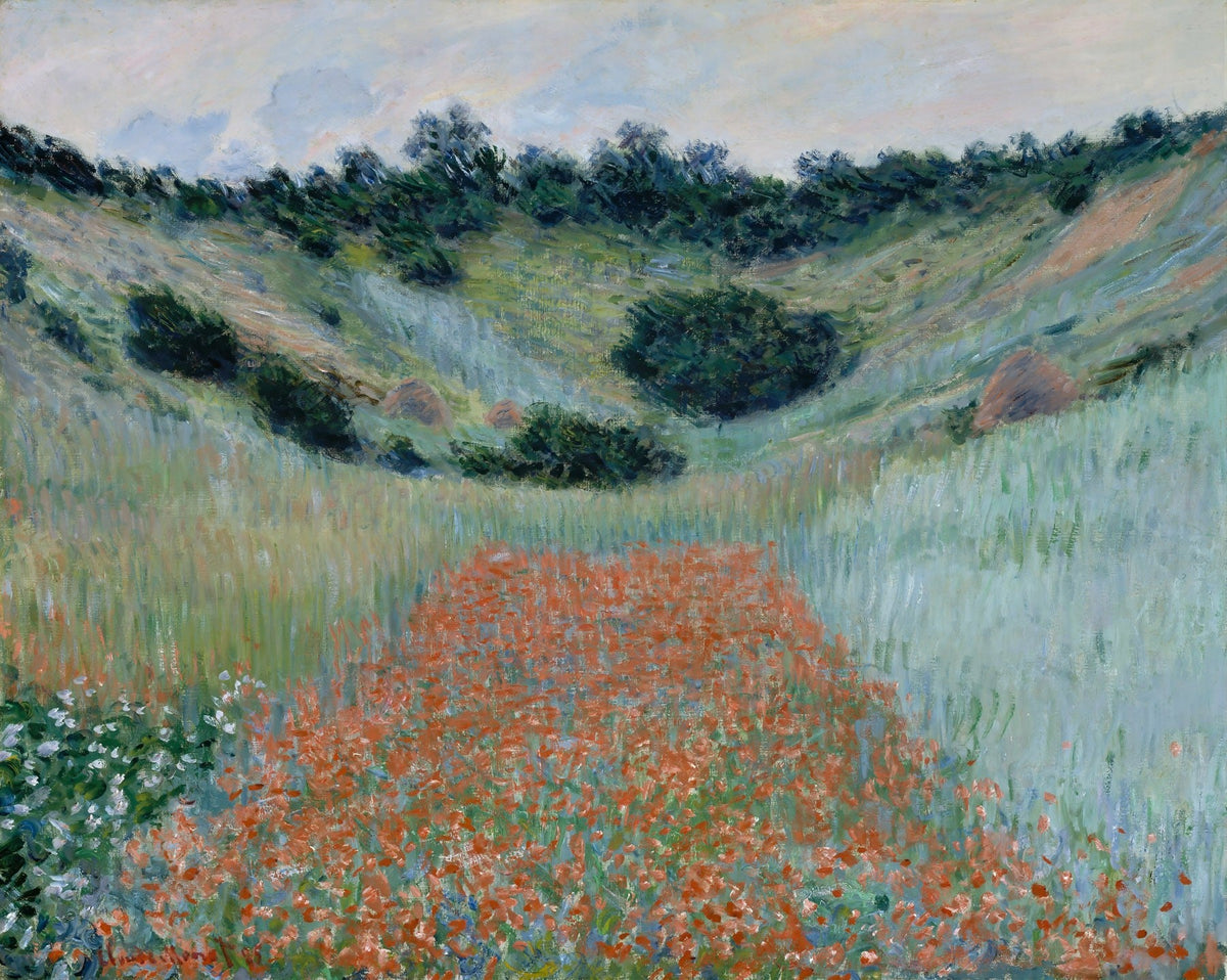 Poppy Field in a Hollow near Giverny — Oversized Floral Landscape canvas wall art by Claude Monet