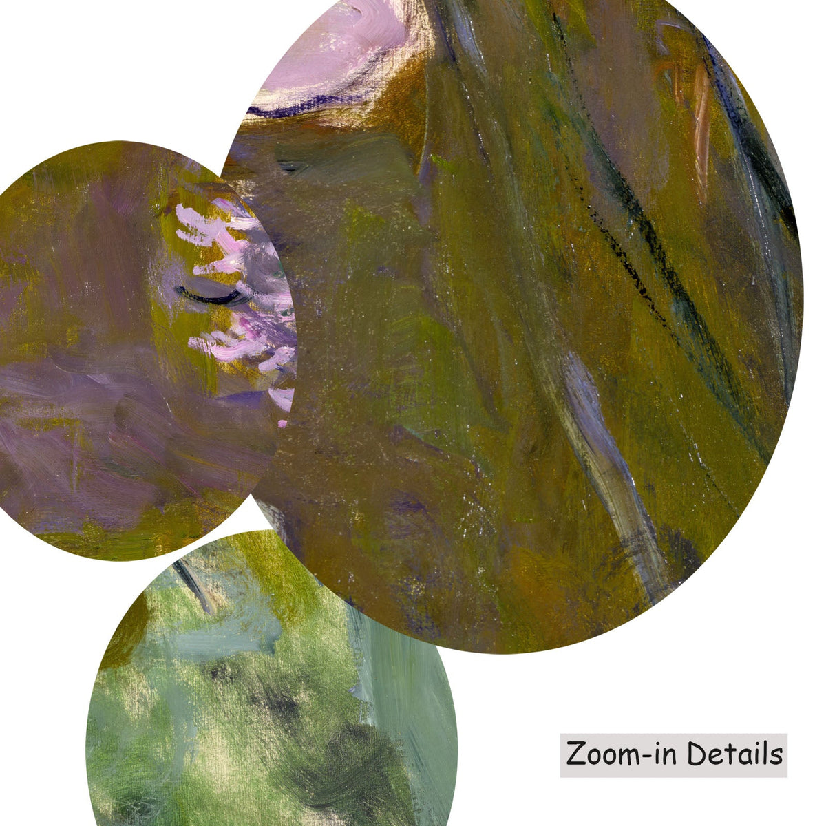Claude Monet — Water Lilies and Agapanthus canvas — close-up detail of the framed canvas print