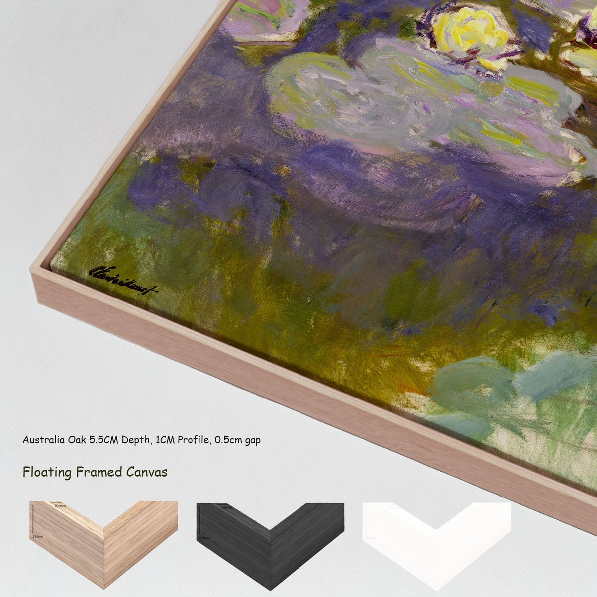 Claude Monet — Water Lilies and Agapanthus canvas wall art with floating frame options