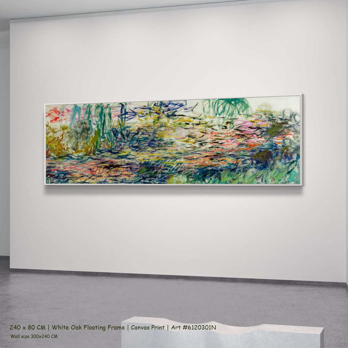 Claude Monet, Water Lilies — white oak mockup, large canvas print