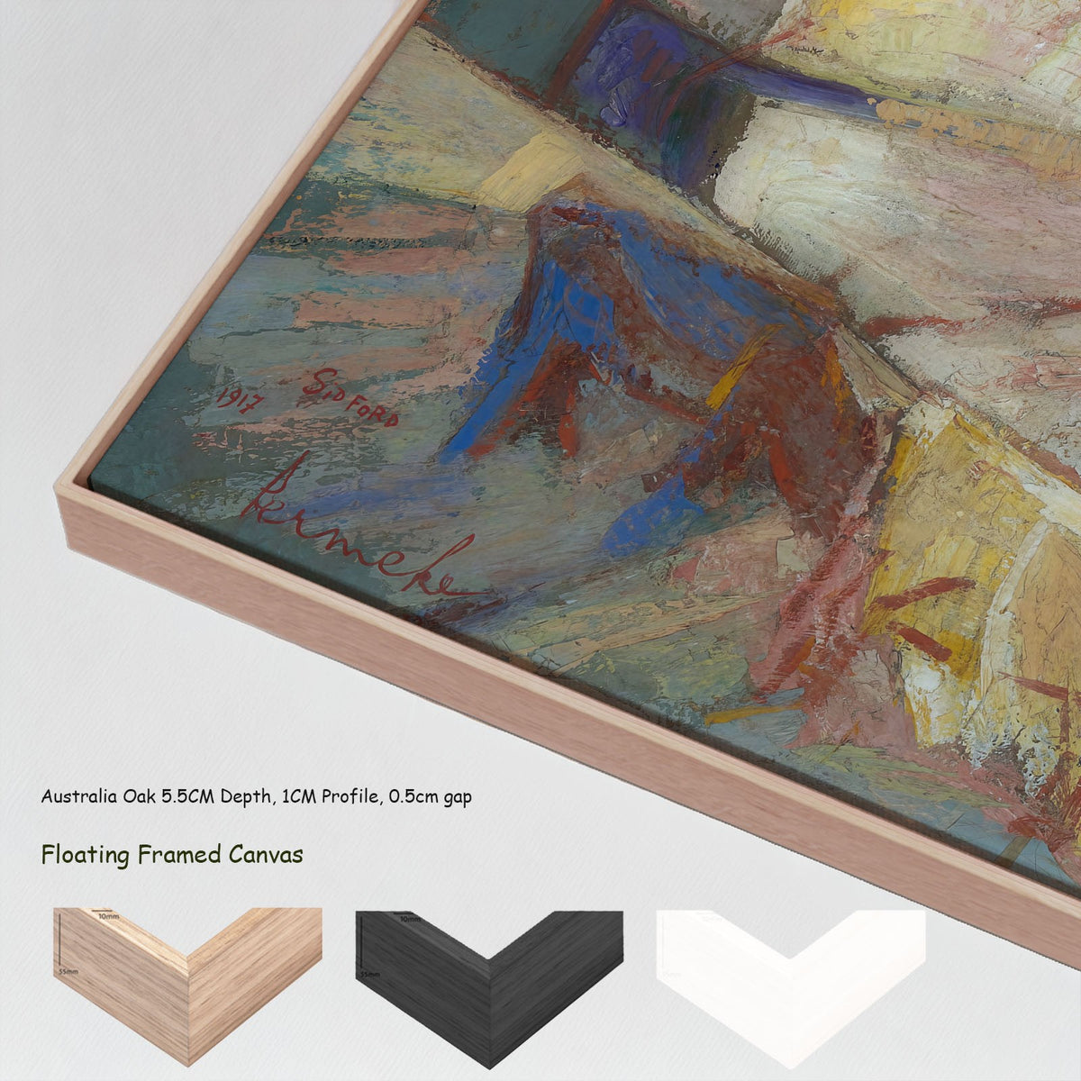 De oogst in Devonshire by Constant Permeke in a floating frame, large pink and red Expressionist canvas print