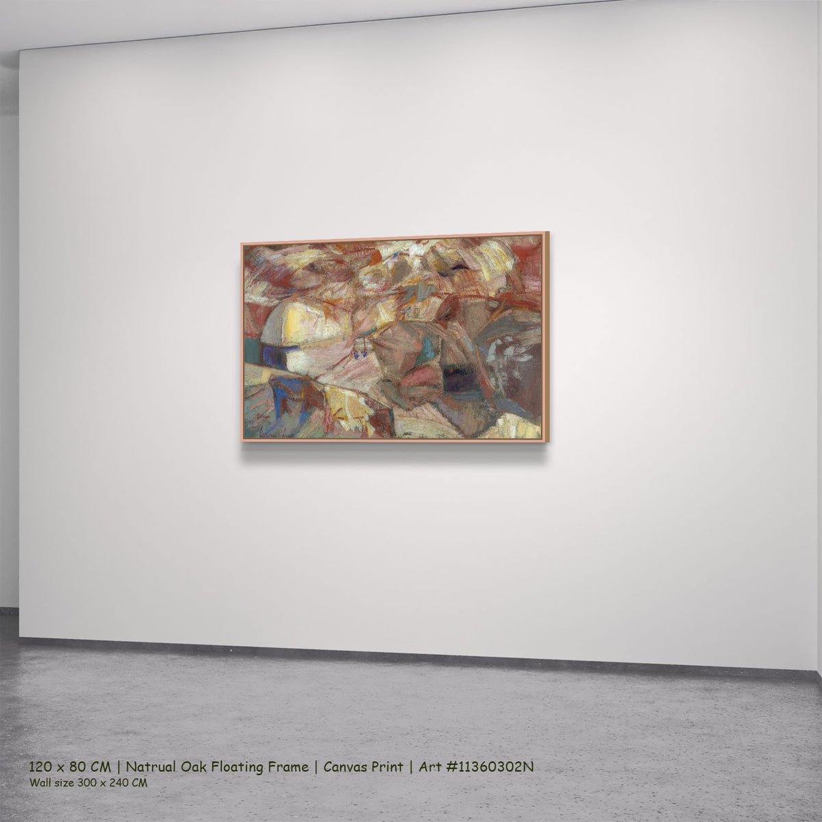 De oogst in Devonshire by Constant Permeke in a natural oak floating frame, large pink and red Expressionist canvas