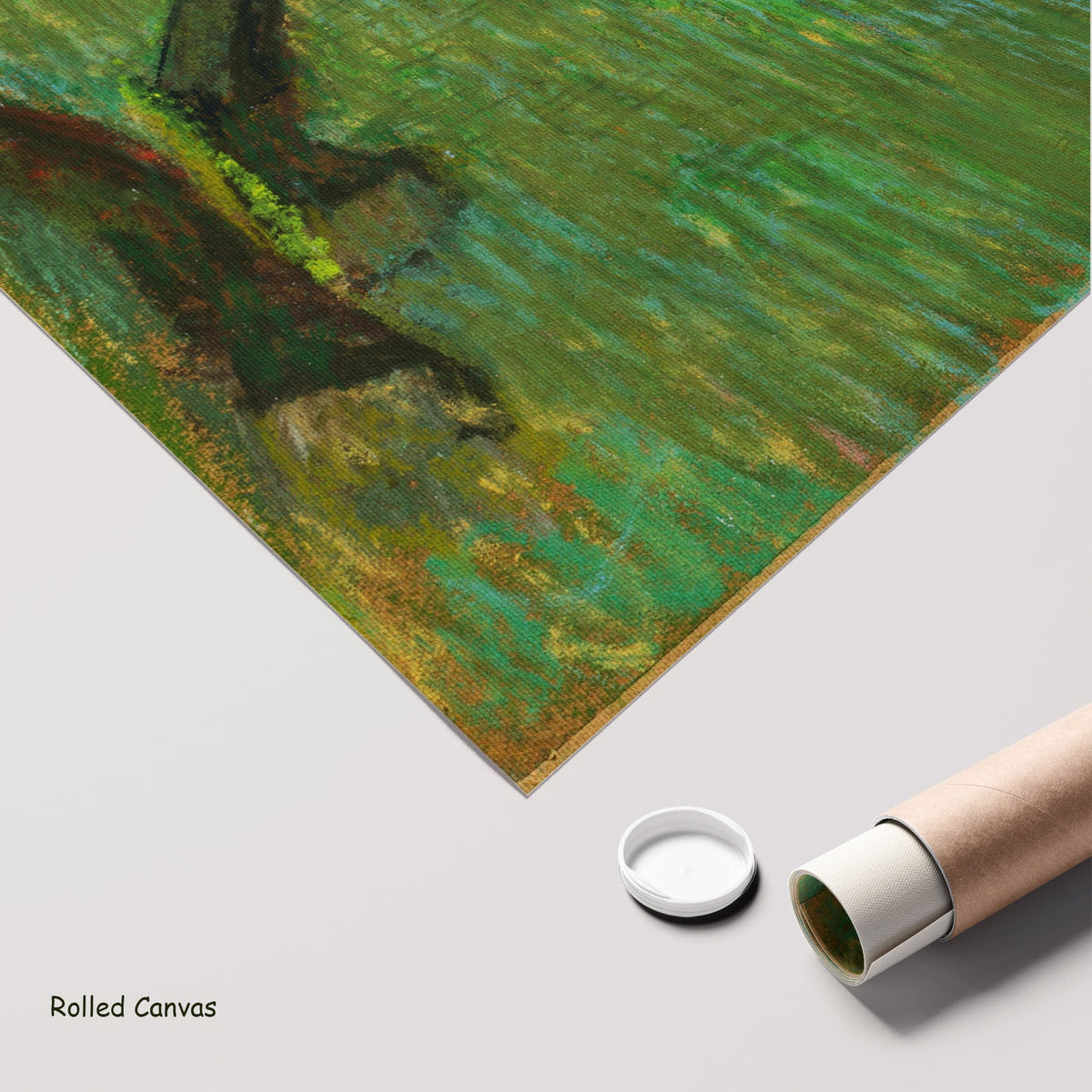 Before the Race by Edgar Degas as a large rolled green and brown Impressionist canvas print