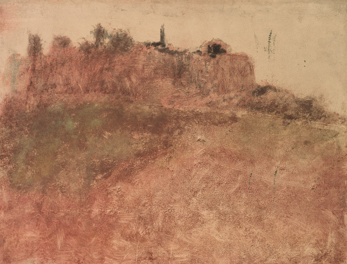 Large orange and brown Landscape canvas print of Estérel Village by Edgar Degas