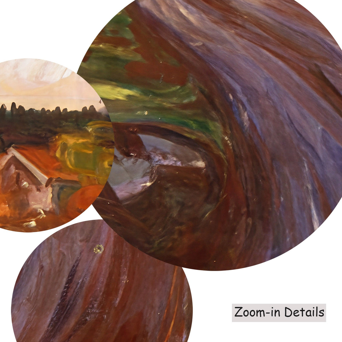Close-up detail of the brushwork on Autumn, a large brown and orange Expressionist canvas by Edvard Munch