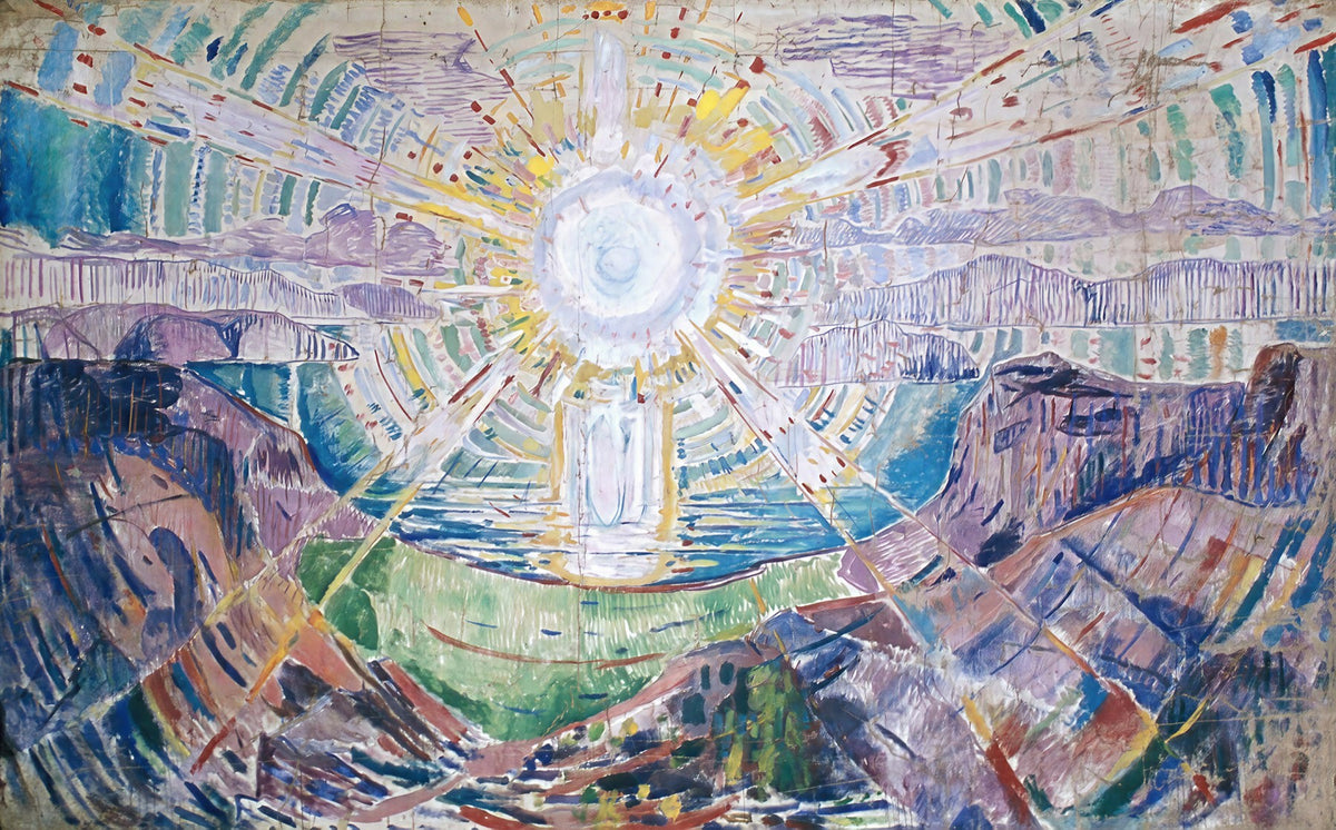 Large purple and blue Expressionist canvas print of The Sun by Edvard Munch
