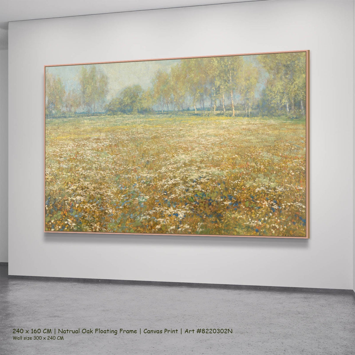 Egbert Rubertus Derk Schaap — Meadow in Bloom Meadow canvas wall art in a natural oak floating frame, 240 × 160 cm