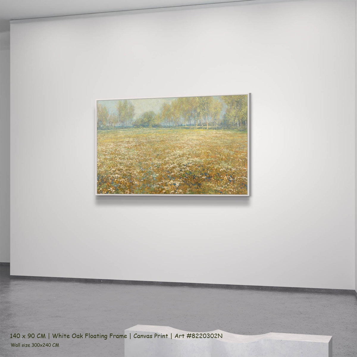 Egbert Rubertus Derk Schaap — Meadow in Bloom Meadow canvas wall art in a white oak floating frame, 140 × 90 cm