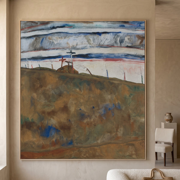 Egon Schiele | Large Square Brown Blue Expressionist Canvas Print | Calvary