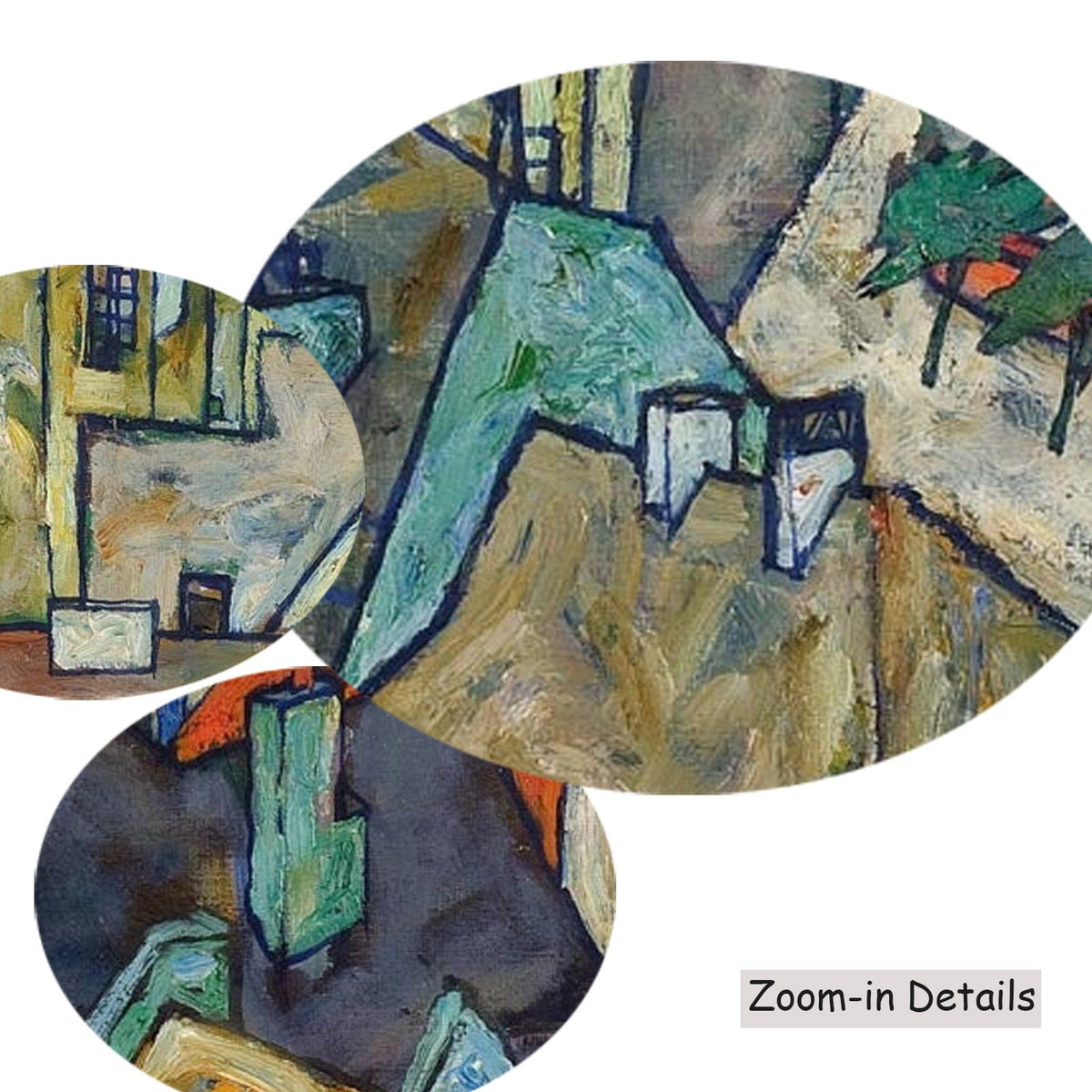 Egon Schiele, Crescent of Houses — 1600x1600 detail