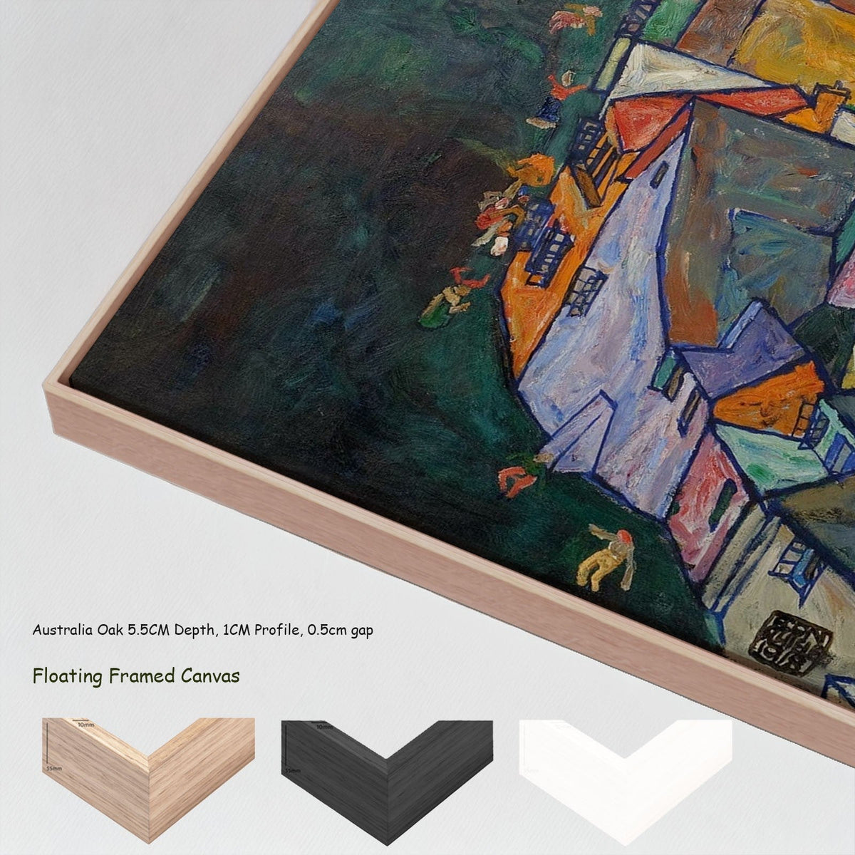 Egon Schiele, Crescent of Houses — floating frames canvas 7