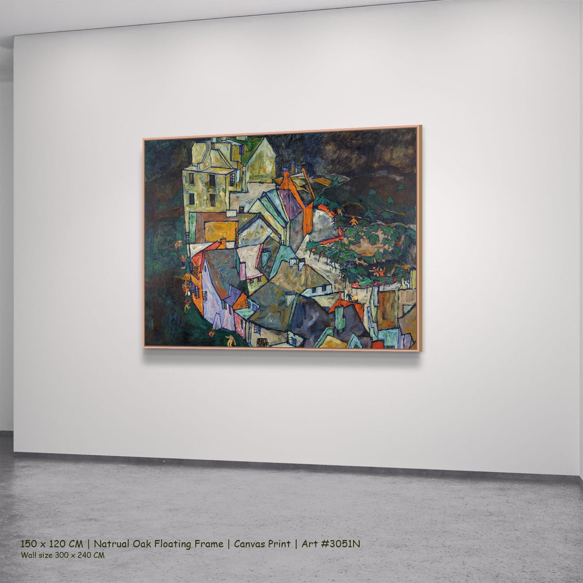Egon Schiele, Crescent of Houses — 150x120 natural oak floating frame 2
