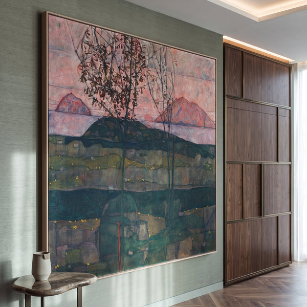 Egon Schiele | Large Green Expressionist Abstract Canvas Art | Setting Sun