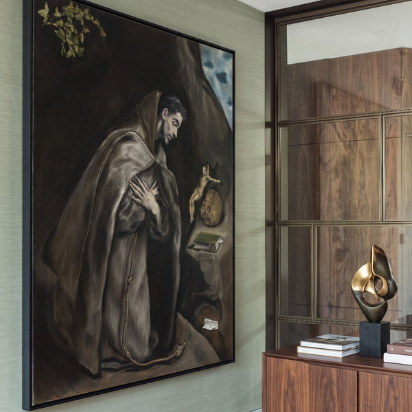 El Greco | Oversized Brown Renaissance Canvas Art | Saint Francis Kneeling