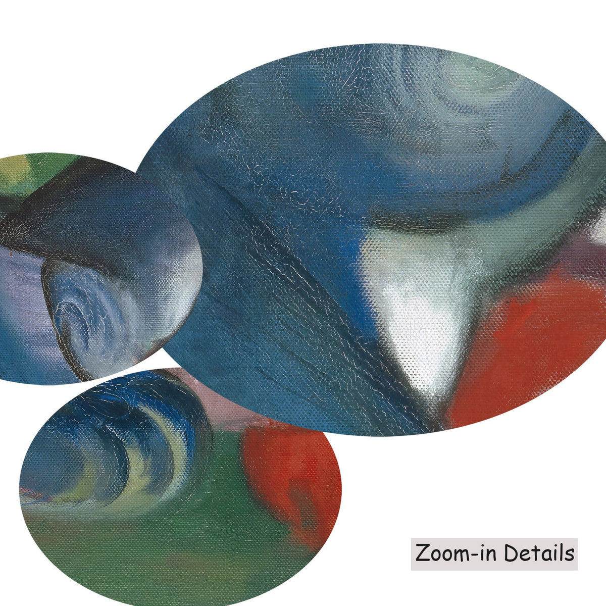 Franz Marc — Close-up detail of the brushwork on Two Cats, Blue and Yellow, a large blue and yellow Expressionist…