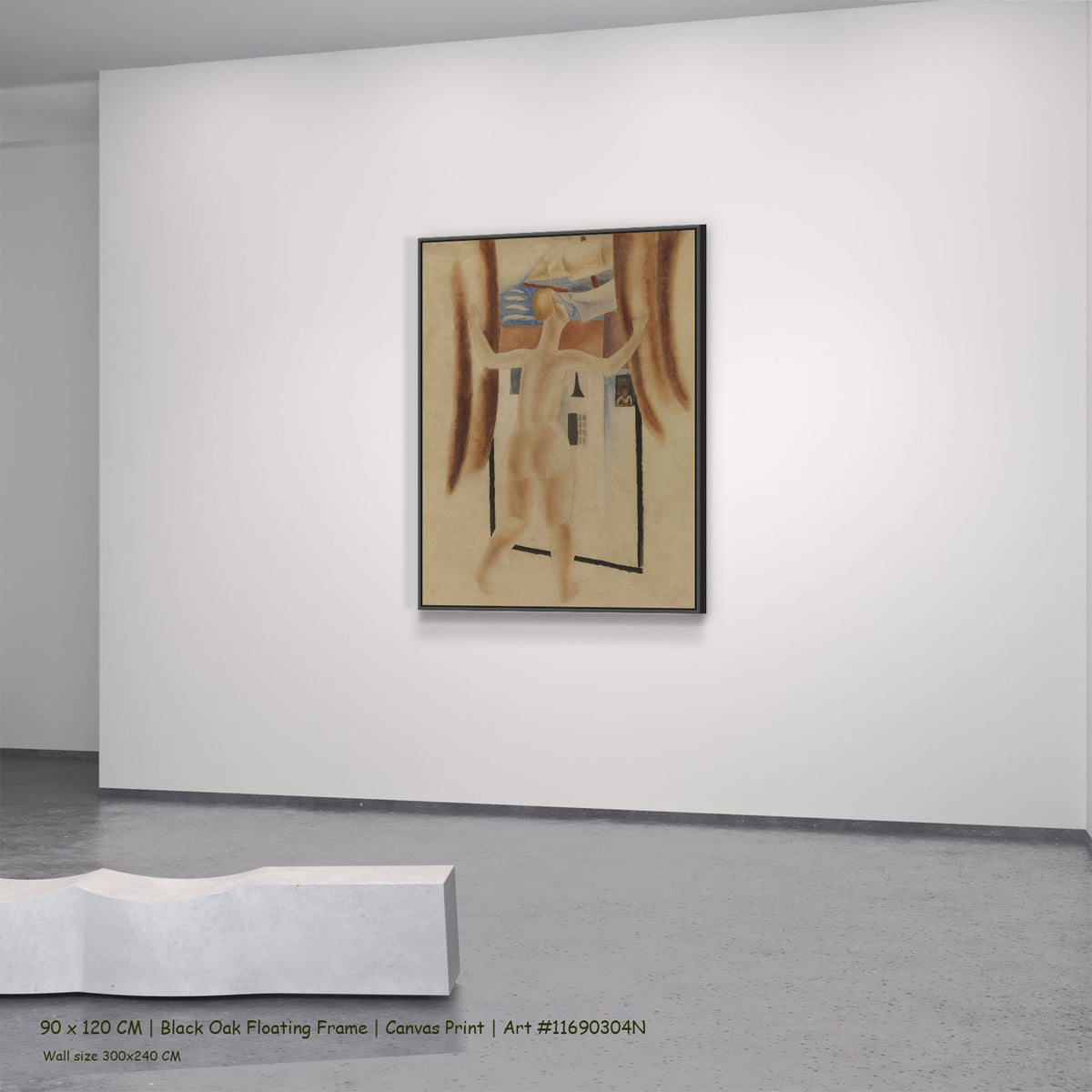 Avontuur by Frits Van den Berghe in a black oak floating frame, large brown and blue Expressionist canvas