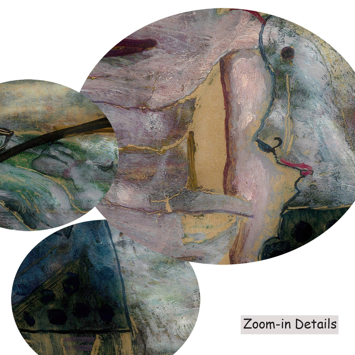 Close-up detail of the brushwork on The Monster, a large brown and grey Surrealist canvas by Frits Van den Berghe