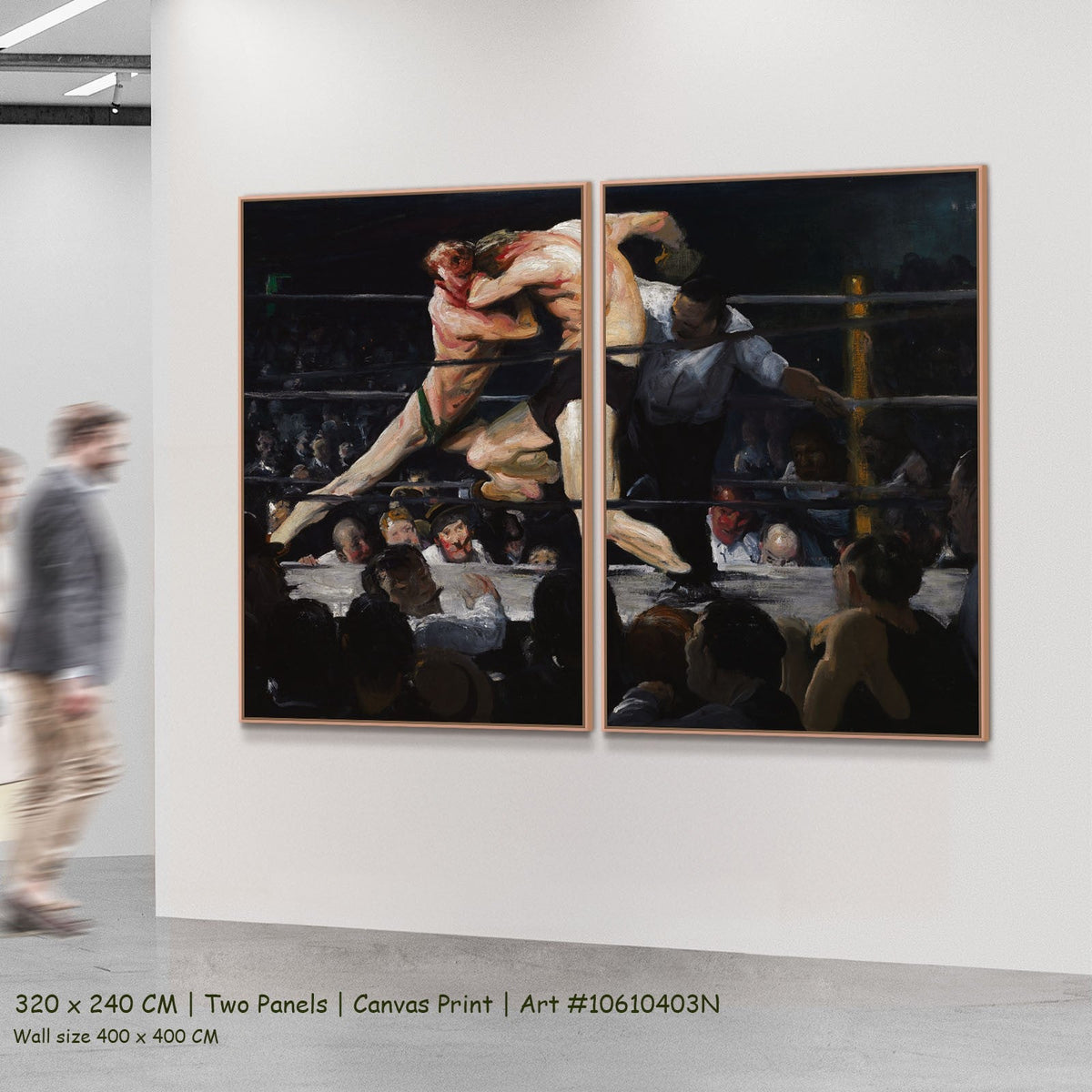 Stag at Sharkey's by George Bellows as a large two-panel pink and black Boxing canvas set
