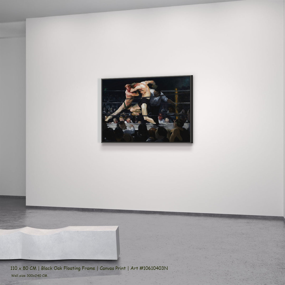 Stag at Sharkey's by George Bellows in a black oak floating frame, large pink and black Boxing canvas