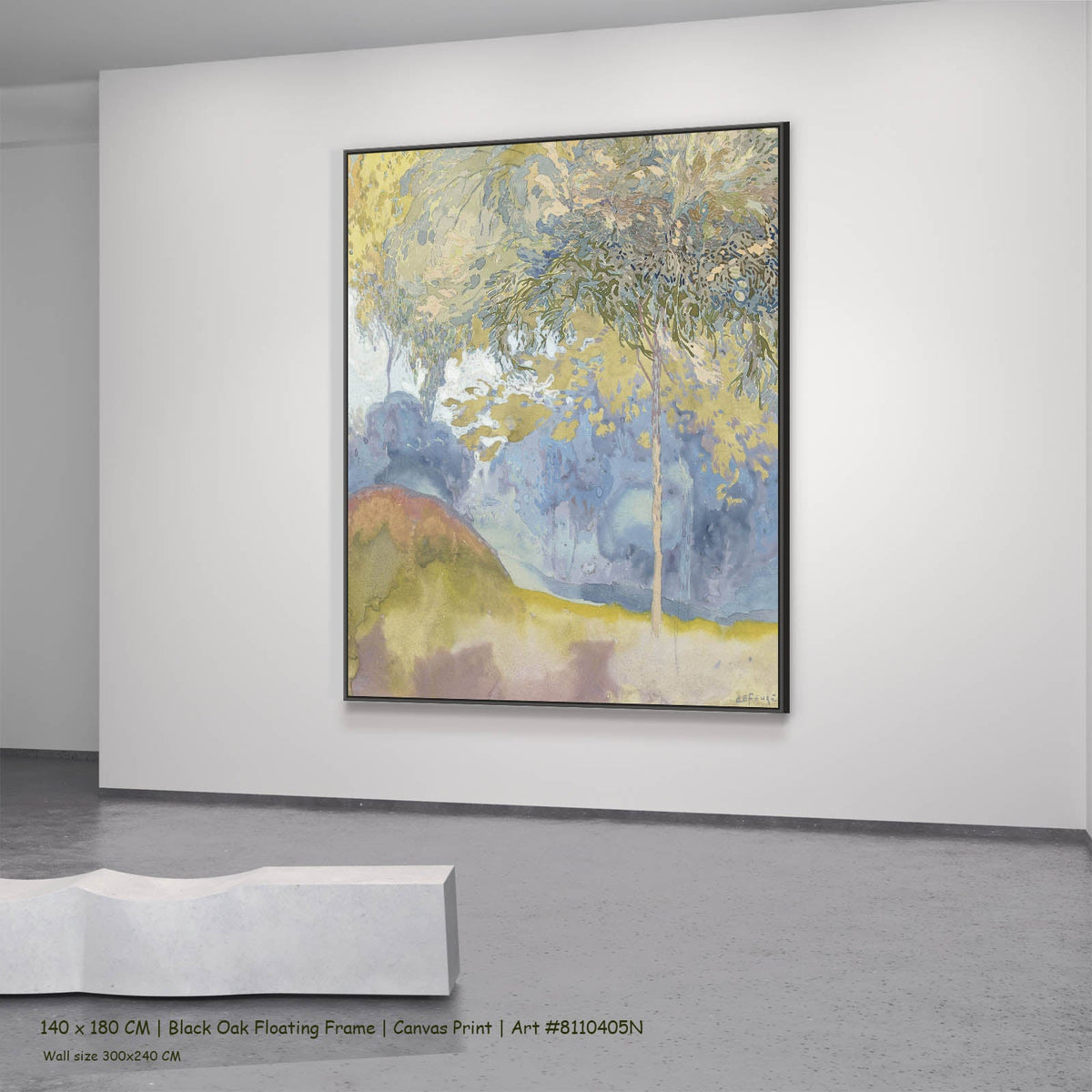 Georges de Feure — Wooded Landscape Landscape canvas wall art in a black oak floating frame, 140 × 180 cm