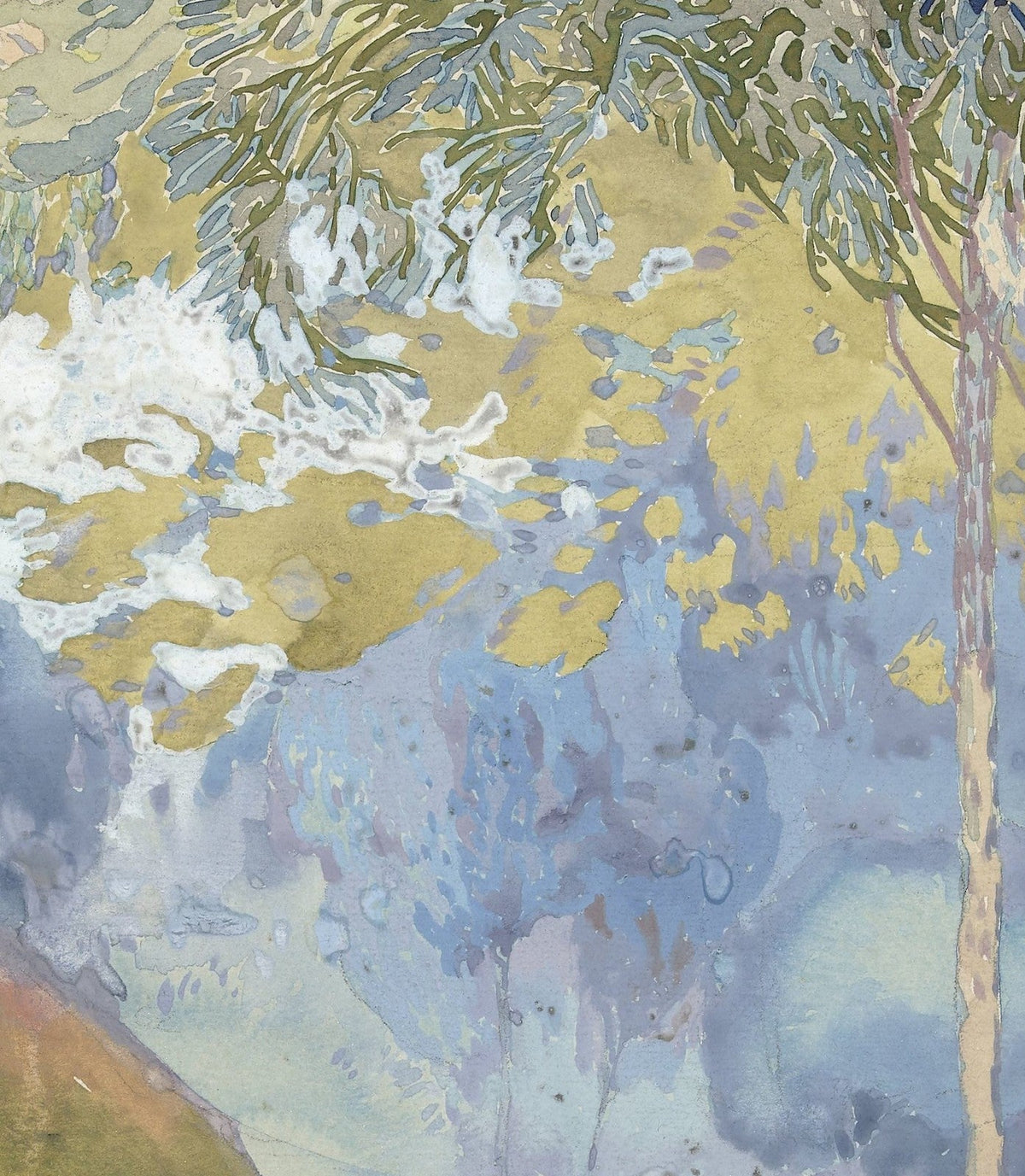 Georges de Feure — Wooded Landscape canvas — close-up detail of the framed canvas print