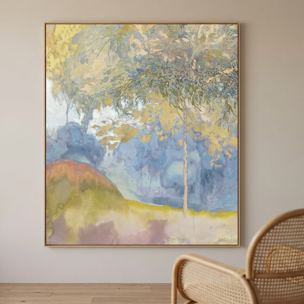Wooded Landscape Tall Forest Landscape canvas wall art framed and hung on a wall by Georges de Feure